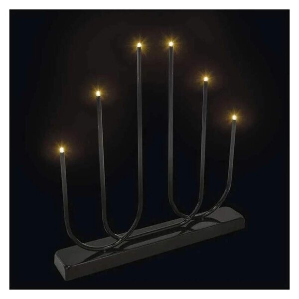 LED svietnik kovový čierny, 40 cm, 2x AA, vnútorný, teplá biela (DCAW24)