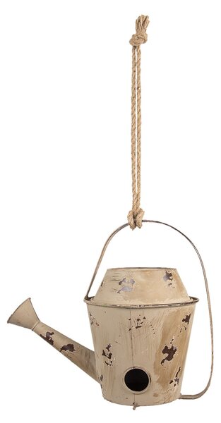 Hnedá kovová vtáčia búdka v tvare kanvy - 35 * 20 * 29/60 cm - Clayre & Eef
