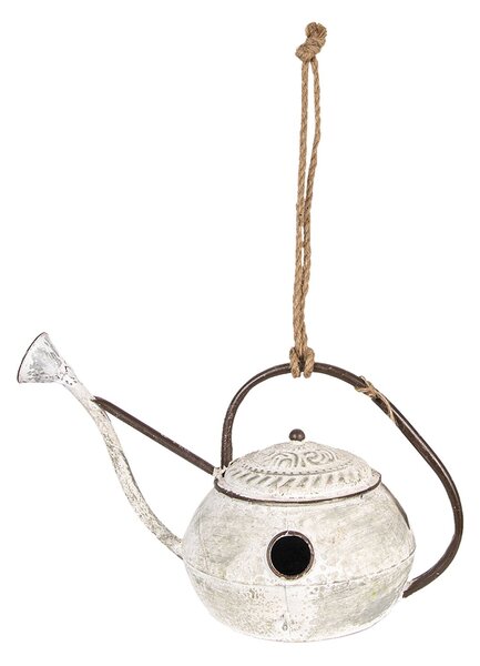 Krémová kovová vtáčia búdka v tvare Kropáčka - 46 * 26 * 27/54 cm - Clayre & Eef