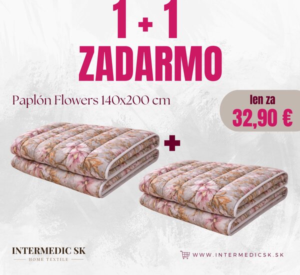 INTERMEDIC SK Celoročný paplón Flowers mikrovlákno 140x200 cm 1+1 zadarmo