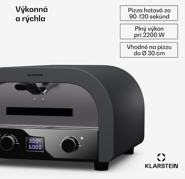 Klarstein FornoVetro Pec na pizzu určená na vonkajšie použitie, Dvojité ohrevné telesá, 2200 W, 500 °C, Cool Touch