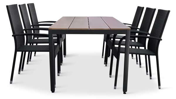 Noela Záhradný jedálenský set Milano + 6x ratanová stolička Paris