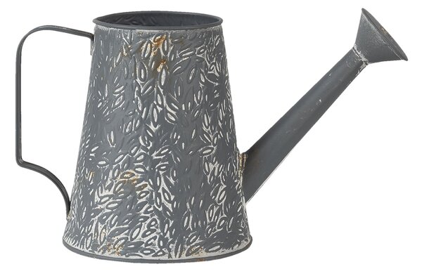 Šedo béžová plechová dekoratívna kanva - 14 * 14 * 17 cm - Clayre & Eef