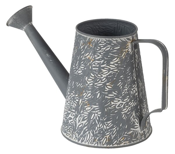 Šedo béžová plechová dekoratívna kanva - 14 * 14 * 17 cm - Clayre & Eef