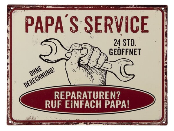 Nástenná kovová ceduľa Papa's Service - 33 * 25 cm - Clayre & Eef