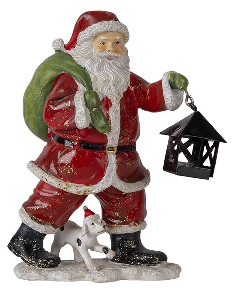 Dekoratívne soška Santy so psom - 11 * 6 * 15 cm - Clayre & Eef