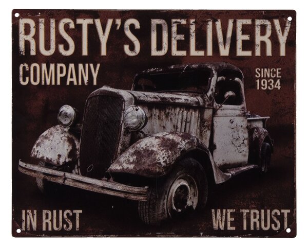 Nástenná kovová ceduľa In Rust We Trust - 25 * 20 cm - Clayre & Eef