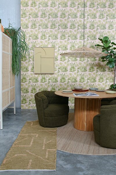 Prírodné guľatý konopný koberec Hemp - Ø 250cm - HKLIVING