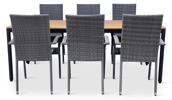 Noela Záhradný jedálenský set Milano + 6x ratanová stolička Paris PREMIUM