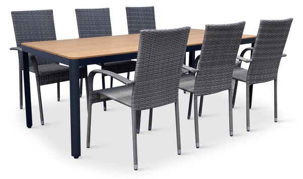 Noela Záhradný jedálenský set Milano + 6x ratanová stolička Paris PREMIUM