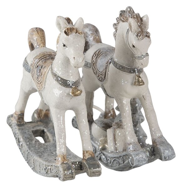 2ks Dekoratívne soška hojdacieho koňa - 7 * 2 * 8 cm - Clayre & Eef