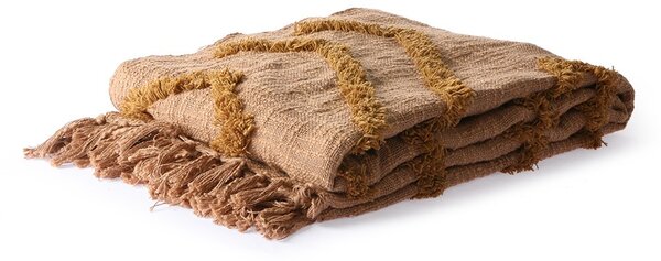 Hnedý pléd / prehoz s strapcami Fringe - 130 * 170 cm - HKLIVING