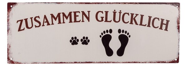 Nástenná kovová ceduľa zusammen Glücklich - 36 * 13 cm - Clayre & Eef