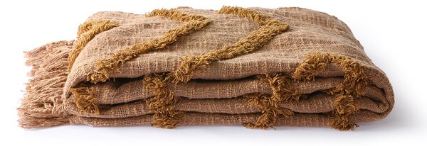 Hnedý pléd / prehoz s strapcami Fringe - 130 * 170 cm - HKLIVING