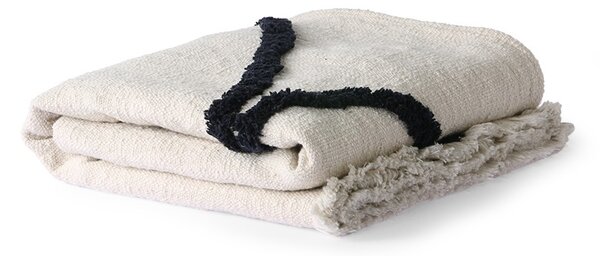 Krémový pléd / prehoz s strapcami Tufted - 130 * 170 cm - HKLIVING