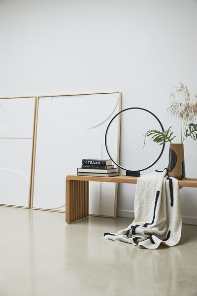 Krémový pléd / prehoz s strapcami Tufted - 130 * 170 cm - HKLIVING