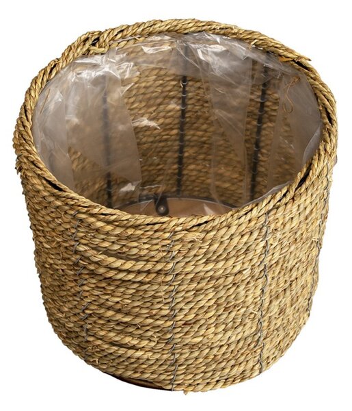 Pletený prírodný obal na kvetinu M - Ø 26 * 21 cm - Clayre & Eef