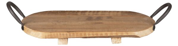Oválny servírovací tácka Johann s kovovými uchami z recyklovaného dreva - 20 * 20 * 9 cm - Clayre & Eef