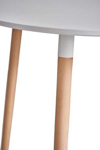 KONDELA Jedálenský stôl, biela/buk, priemer 80 cm, ELCAN NEW TYP 2