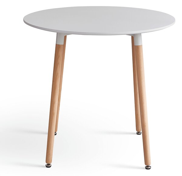 KONDELA Jedálenský stôl, biela/buk, priemer 80 cm, ELCAN NEW TYP 2