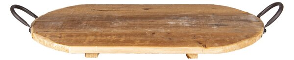 Oválny servírovací tácka Johann s kovovými uchami z recyklovaného dreva L - 49 * 29 * 2 cm - Clayre & Eef