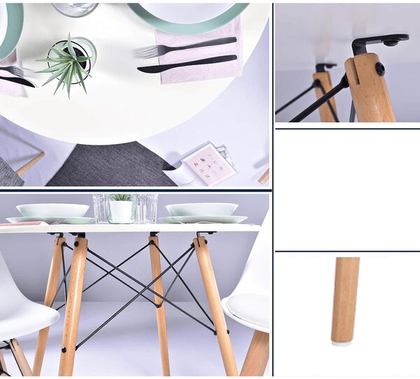 Kondela Jedálenský stôl, biela matná/buk, priemer 120 cm, DEMIN NEW
