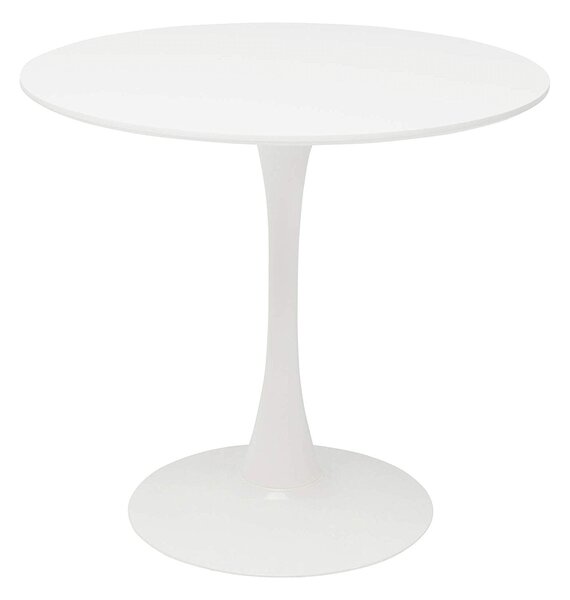 KONDELA Jedálenský stôl, okrúhly, biela matná, priemer 80 cm, REVENTON