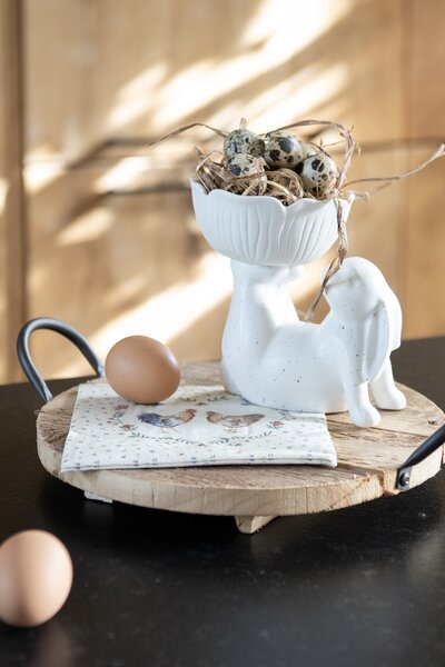 Okrúhly servírovacia tácka Johann s kovovými uchami z recyklovaného dreva - Ø 26 * 2 cm - Clayre & Eef