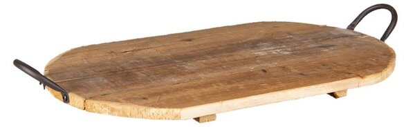 Oválny servírovací tácka Johann s kovovými uchami z recyklovaného dreva L - 49 * 29 * 2 cm - Clayre & Eef