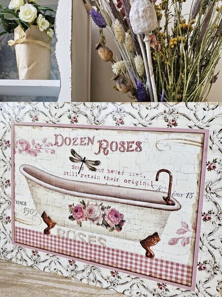 Nástenná kovová ceduľa Dozen Roses - 25 * 33 cm - Ostatní