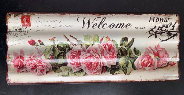 Nástenná kovová vlnka ceduľa Welcome - 59 * 24 cm -
