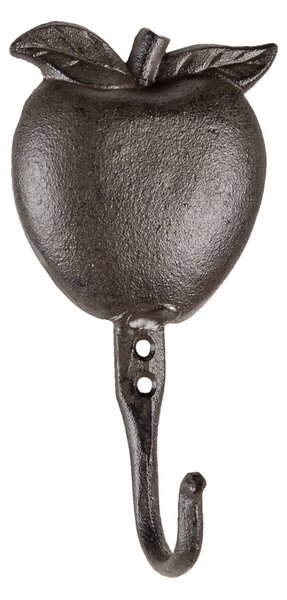 Hnedo čierny liatinový nástenný háčik Apple - 9 * 5 * 18 cm - Clayre & Eef