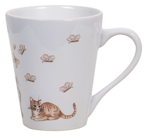 Hrnček s mačičkou a motýliky - Ø 9 * 10 cm / 300 ml - Clayre & Eef