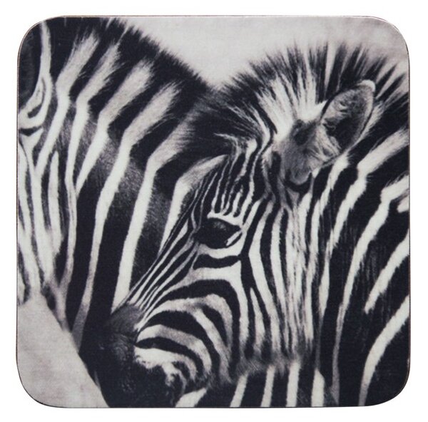 6 ks pevné korkové podtácky Zebras - 10 * 10 * 0,4 cm - Mars & More