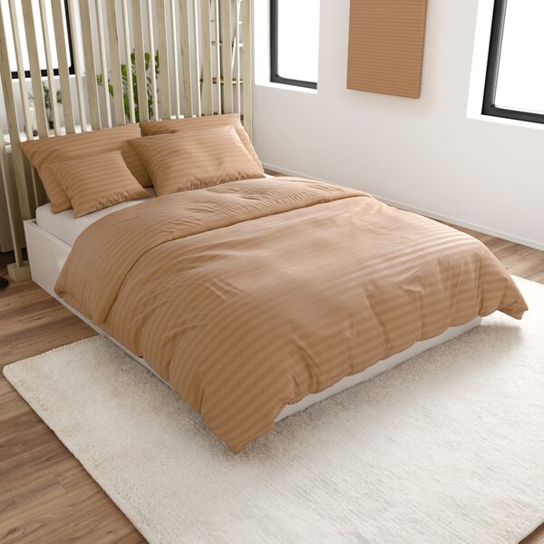 Hotelové obliečky z mikrovlákna JASMINE hnedé - prúžok 2 cm Rozmer obliečky: 70 x 90 cm | 140 x 200 cm