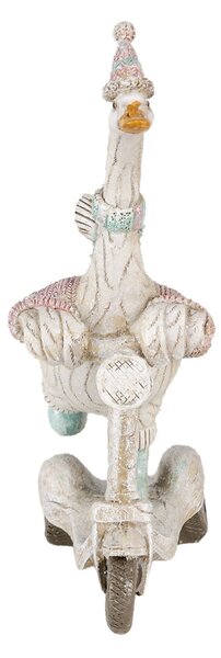 Dekoratívne soška husi so šálom na kolobežke - 14 * 6 * 19 cm - Clayre & Eef