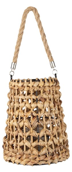 Hnedá pletená závesná lampáš z listov Lumi - Ø 22 * ​​42 cm - Clayre & Eef