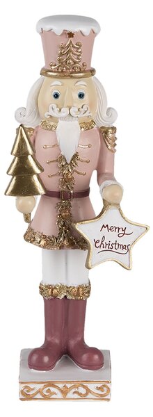 Dekoratívne soška Louskáčka s ceduľkou Merry Christmas - 9 * 7 * 22 cm - Clayre & Eef