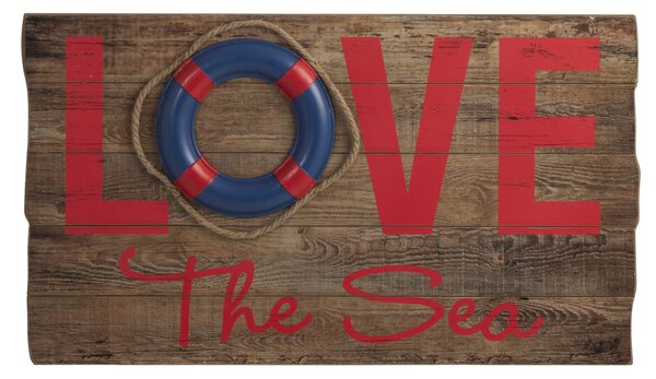 Drevená nástenná 3D ceduľa Love the Sea - 70 * 40 * 5cm - J-Line by Jolipa