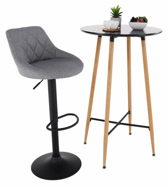 KONDELA Barový stôl, čierna/dub, priemer 60 cm, IMAM