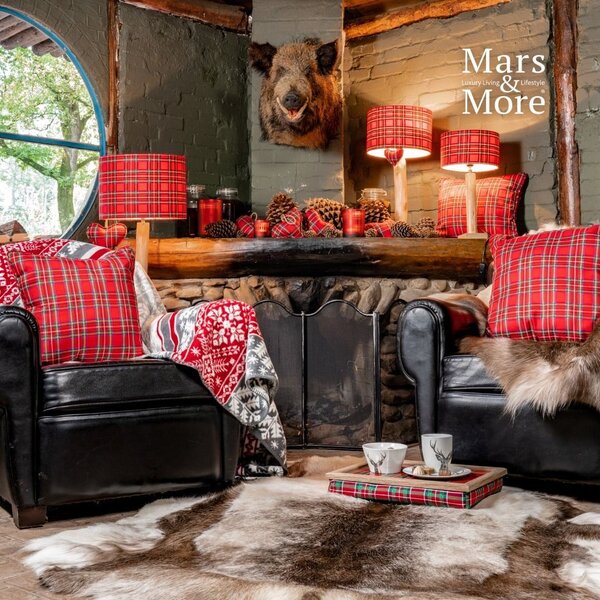 3 ks tienidlá červeno zelená Tartan (25,30,35 cm) - 35 * 35 * H25 / 30 * 30 * h20 / 25 * 25 * h15cm - Mars & More