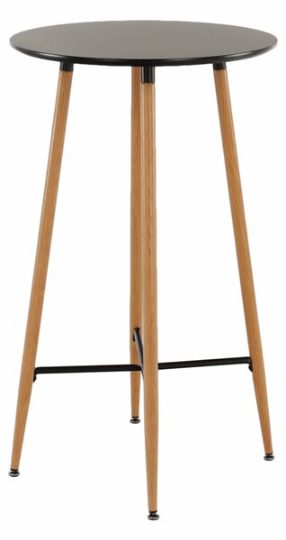 KONDELA Barový stôl, čierna/dub, priemer 60 cm, IMAM
