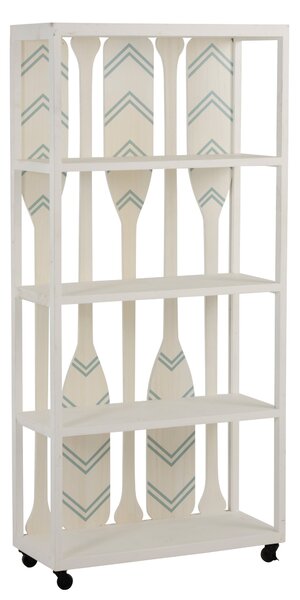 Biely drevený policový regál s pádlami Paddles - 80 * 35 * 172 cm - J-Line by Jolipa