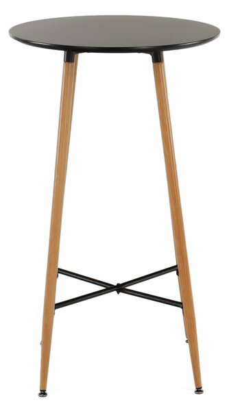 KONDELA Barový stôl, čierna/dub, priemer 60 cm, IMAM
