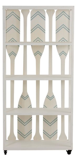 Biely drevený policový regál s pádlami Paddles - 80 * 35 * 172 cm - J-Line by Jolipa
