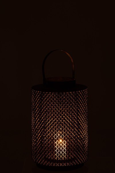 Šedo-čierna kovová lampáš Hooks black - Ø 25 * 38 cm - J-Line by Jolipa