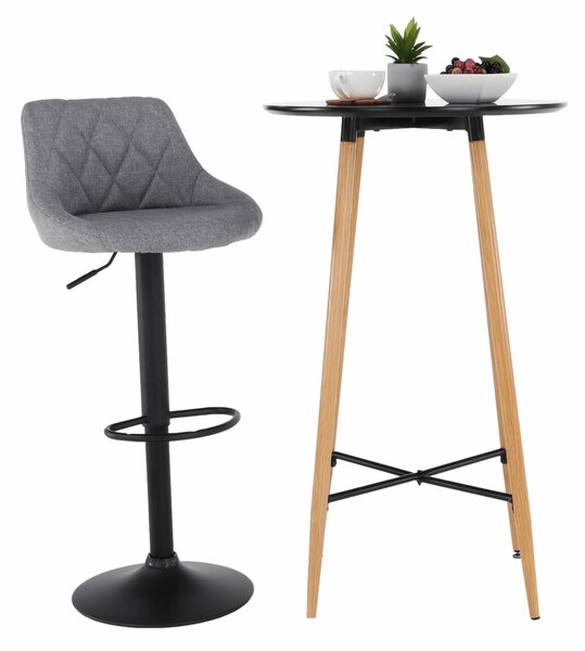 KONDELA Barový stôl, čierna/dub, priemer 60 cm, IMAM