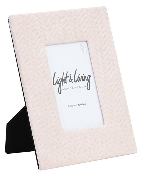 Svetlo ružový zamatový fotorámček Doutzen - 19 * 24 cm (10 * 15 cm) - Light & Living