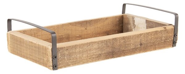 3 ks dekoratívne servírovacích tácok z recyklovaného dreva s kovovými ušami - 35 * 20 * 5/30 * 15 * 5/25 * 10 * 5 cm - Clayre & Eef