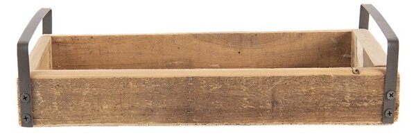 3 ks dekoratívne servírovacích tácok z recyklovaného dreva s kovovými ušami - 35 * 20 * 5/30 * 15 * 5/25 * 10 * 5 cm - Clayre & Eef